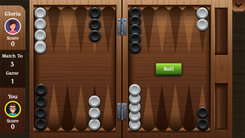 Screenshot of Backgammon during normal gameplay